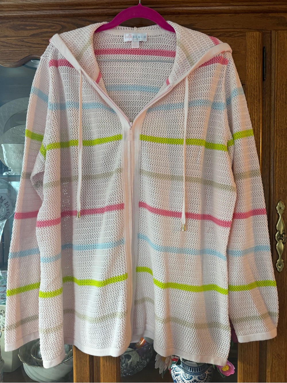 Belle Beach by Kim Gravel "Palm Beach" 100% Cotton Zip Cardigan, 2X, NWOT, $35